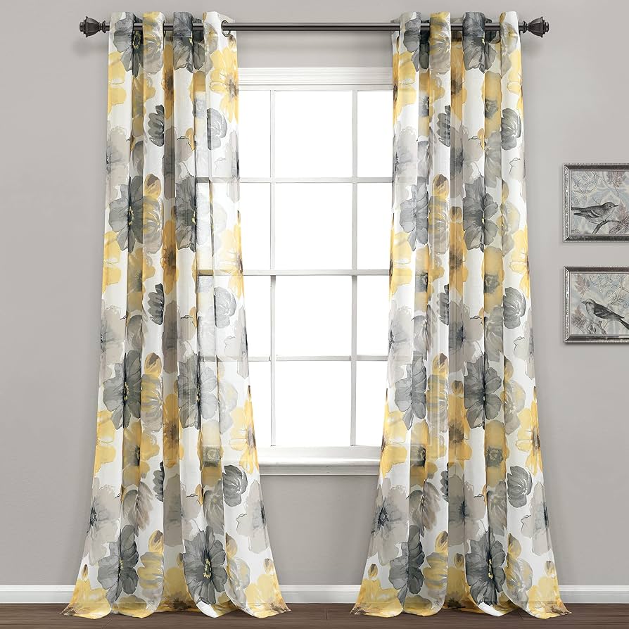 Amazon.com: Lush Decor Leah Floral Sheer Window Curtain